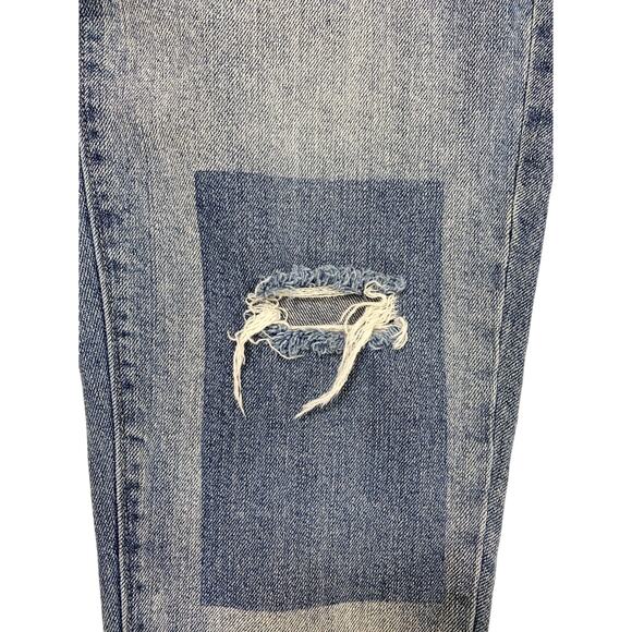 Gap Girlfriend Jeans Womens Size 25 Patches Light Wash Denim Distress Raw Hem - Picture 10 of 12